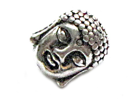 Metallperle Buddha Kopf, rundum verziert, ca. 10mm